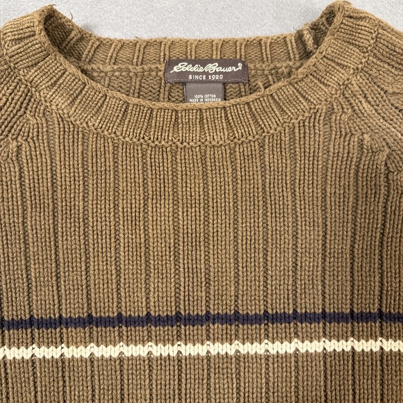 sweater Eddie Bauer mens xxxl Crew Neck Pullover KHAKI GRN 100% Cotton Heavy - Picture 3 of 9